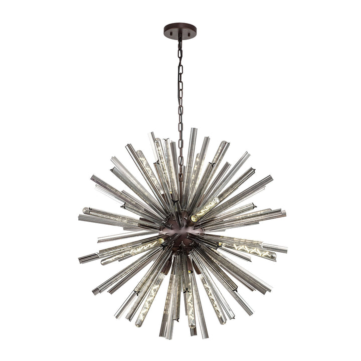 Nelson Lighting NL85199 Clover 16 Light Round Pendant Brown Oxide / Smoke Glass