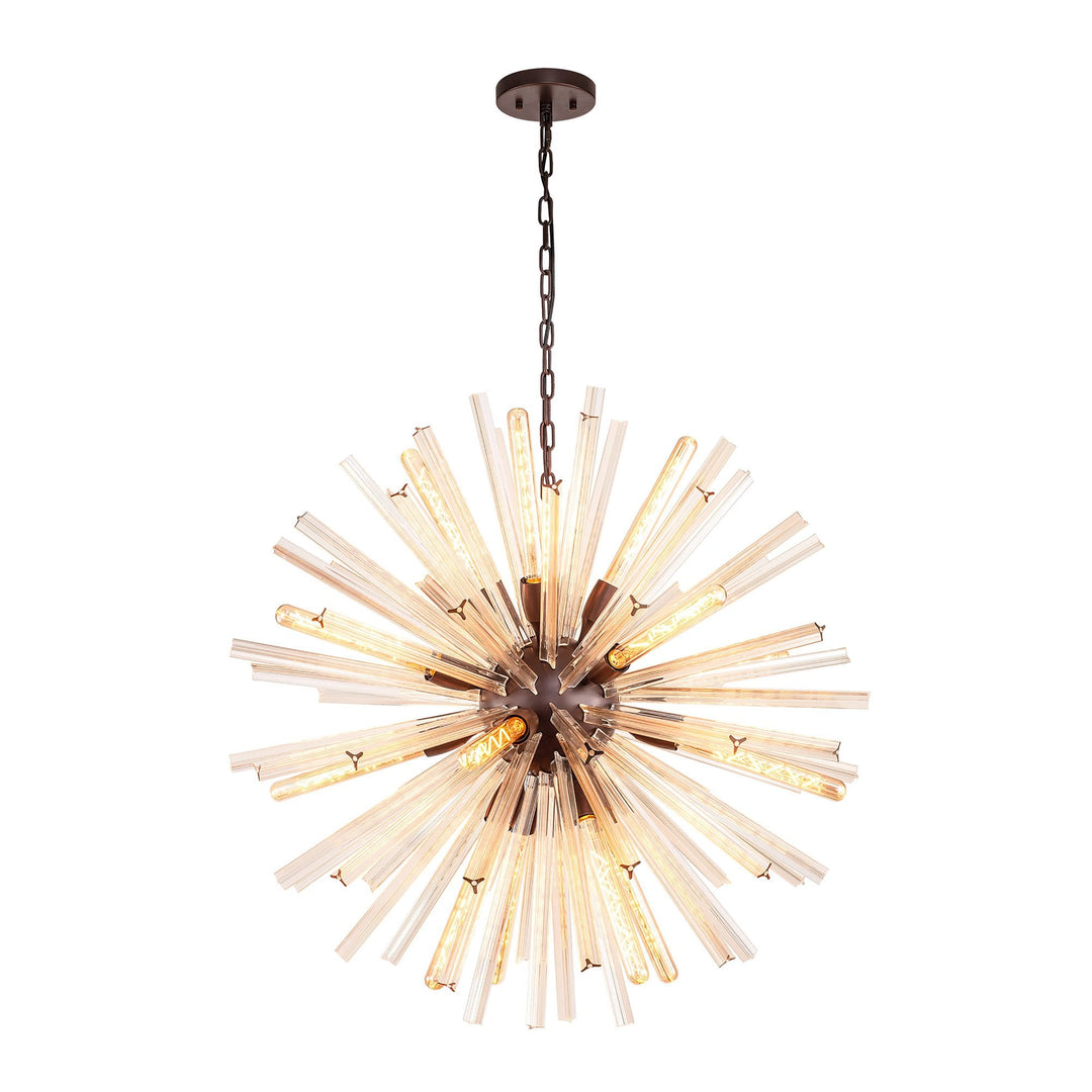 Nelson Lighting NL85209 Clover 16 Light Round Pendant Brown Oxide / Champagne Gold Glass