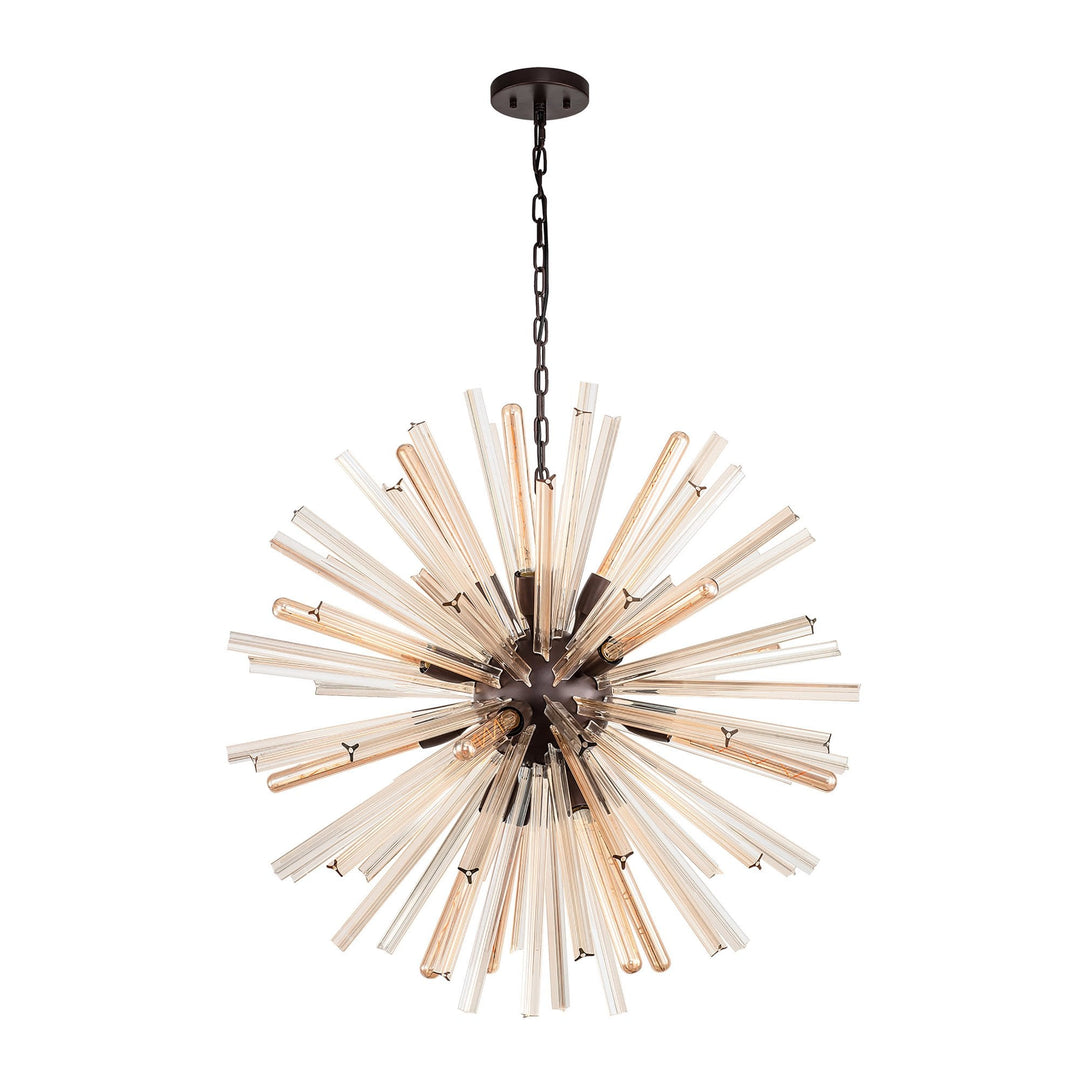 Nelson Lighting NL85209 Clover 16 Light Round Pendant Brown Oxide / Champagne Gold Glass