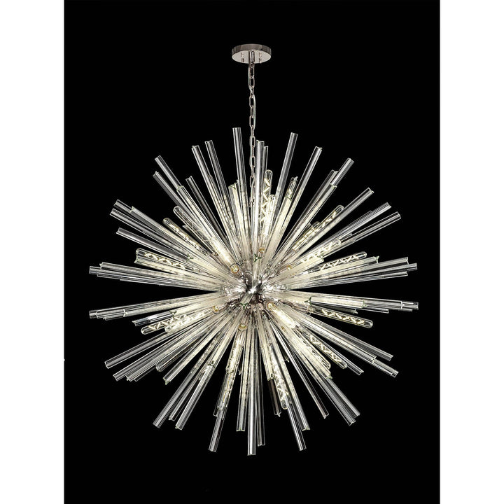 Nelson Lighting NL85219 Clover 32 Light Round Pendant Polished Nickel / Clear Glass