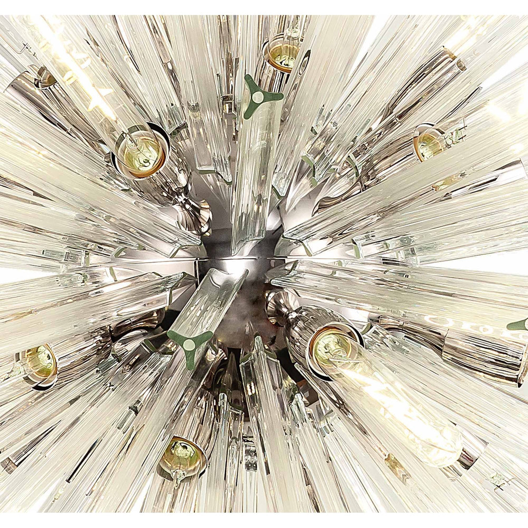 Nelson Lighting NL85219 Clover 32 Light Round Pendant Polished Nickel / Clear Glass