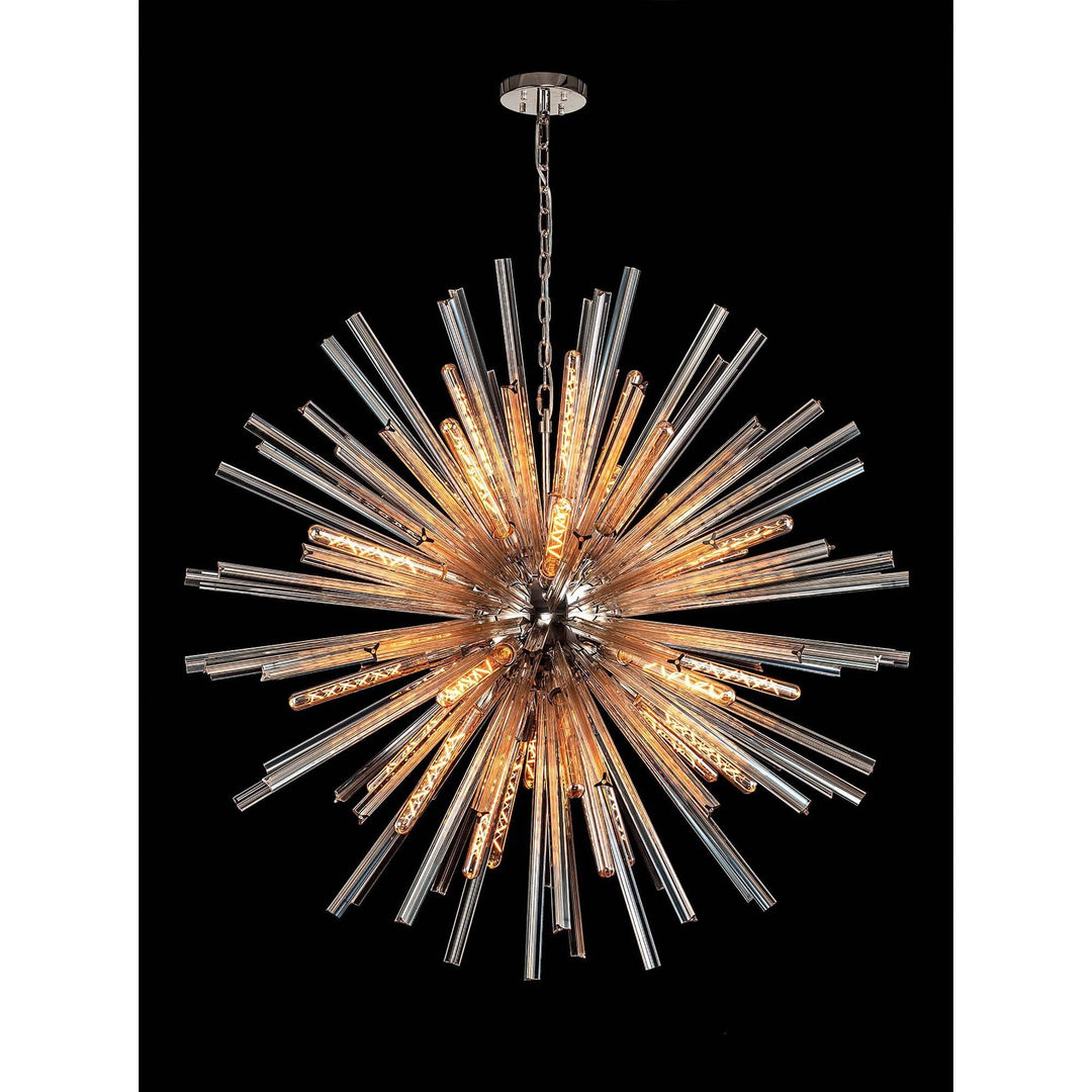 Nelson Lighting NL85239 Clover 32 Light Round Pendant Polished Nickel / Champagne Glass