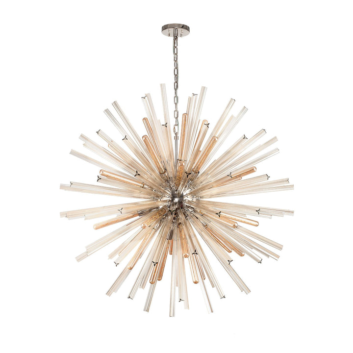 Nelson Lighting NL85239 Clover 32 Light Round Pendant Polished Nickel / Champagne Glass