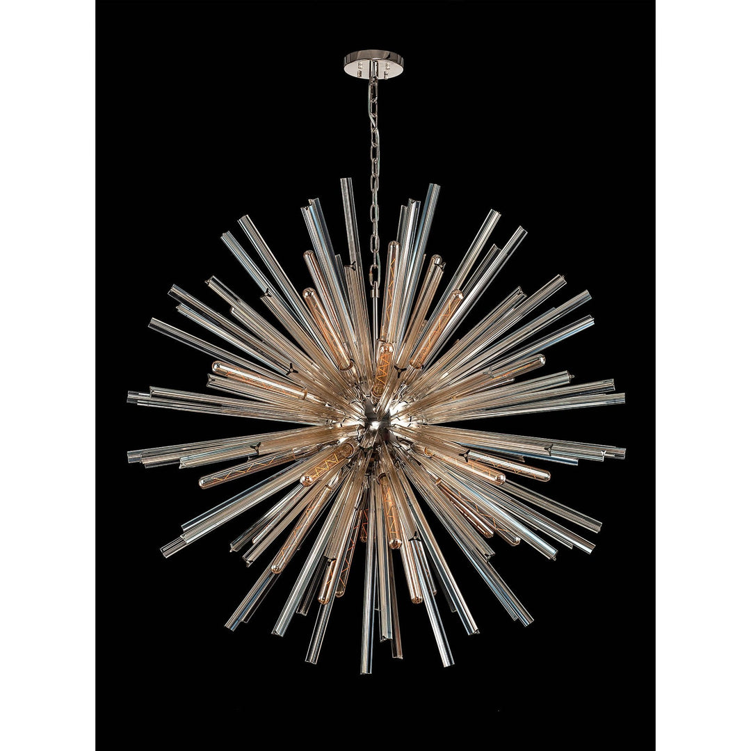 Nelson Lighting NL85239 Clover 32 Light Round Pendant Polished Nickel / Champagne Glass