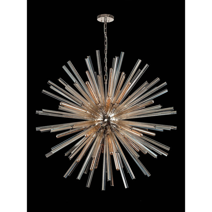 Nelson Lighting NL85239 Clover 32 Light Round Pendant Polished Nickel / Champagne Glass