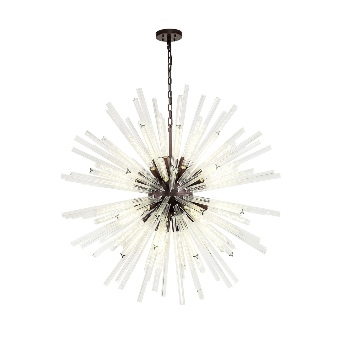 Nelson Lighting NL85249 Clover 32 Light Round Pendant Brown Oxide / Clear Glass