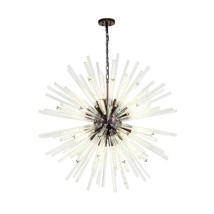 Nelson Lighting NL85249 Clover 32 Light Round Pendant Brown Oxide / Clear Glass