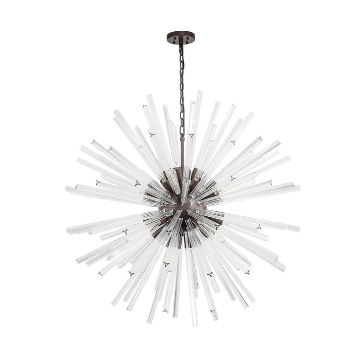 Nelson Lighting NL85249 Clover 32 Light Round Pendant Brown Oxide / Clear Glass