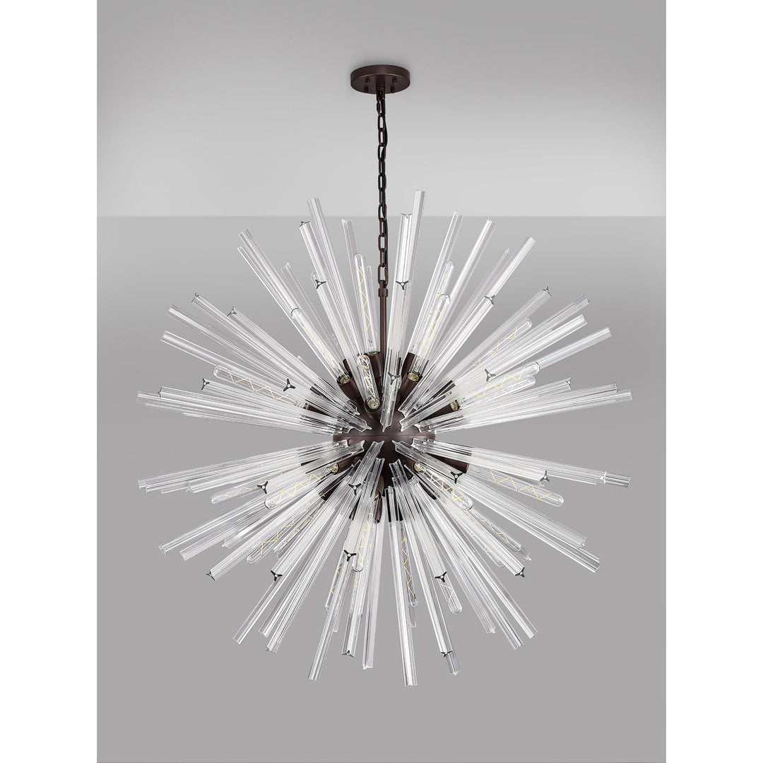 Nelson Lighting NL85249 Clover 32 Light Round Pendant Brown Oxide / Clear Glass