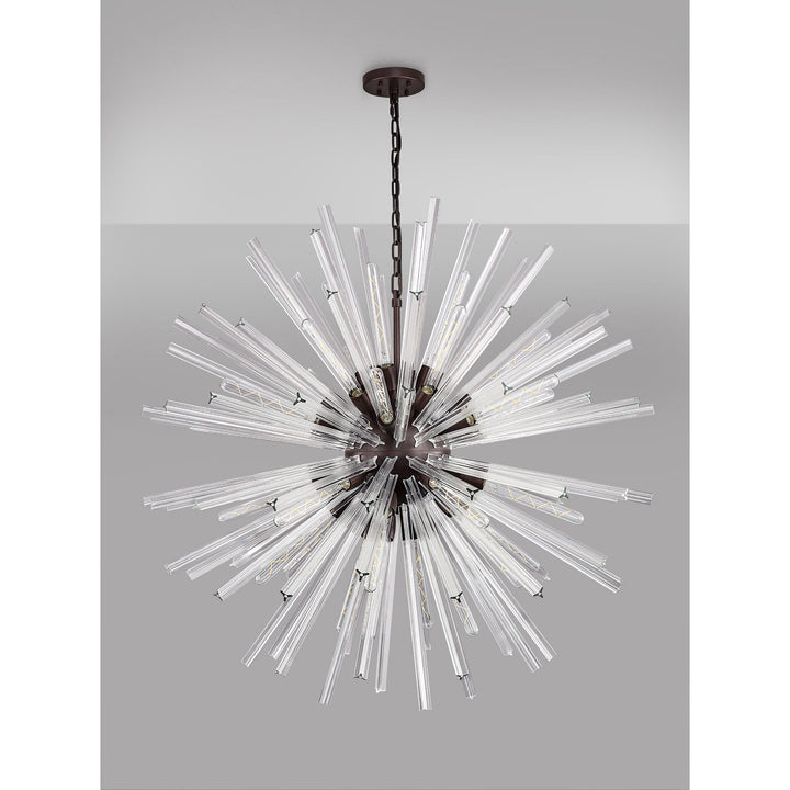 Nelson Lighting NL85249 Clover 32 Light Round Pendant Brown Oxide / Clear Glass