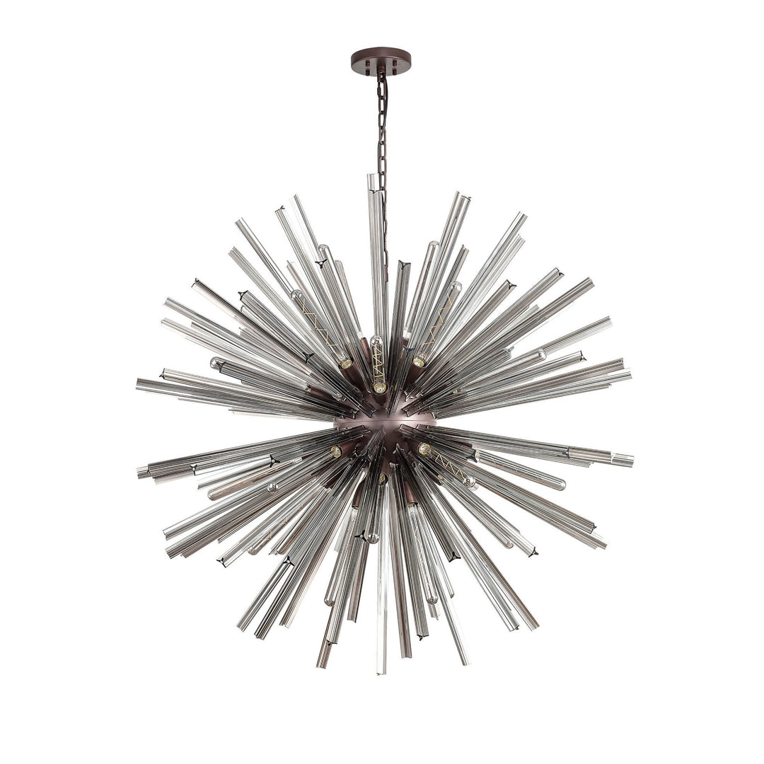 Nelson Lighting NL85259 Clover 32 Light Round Pendant Brown Oxide / Smoke Glass