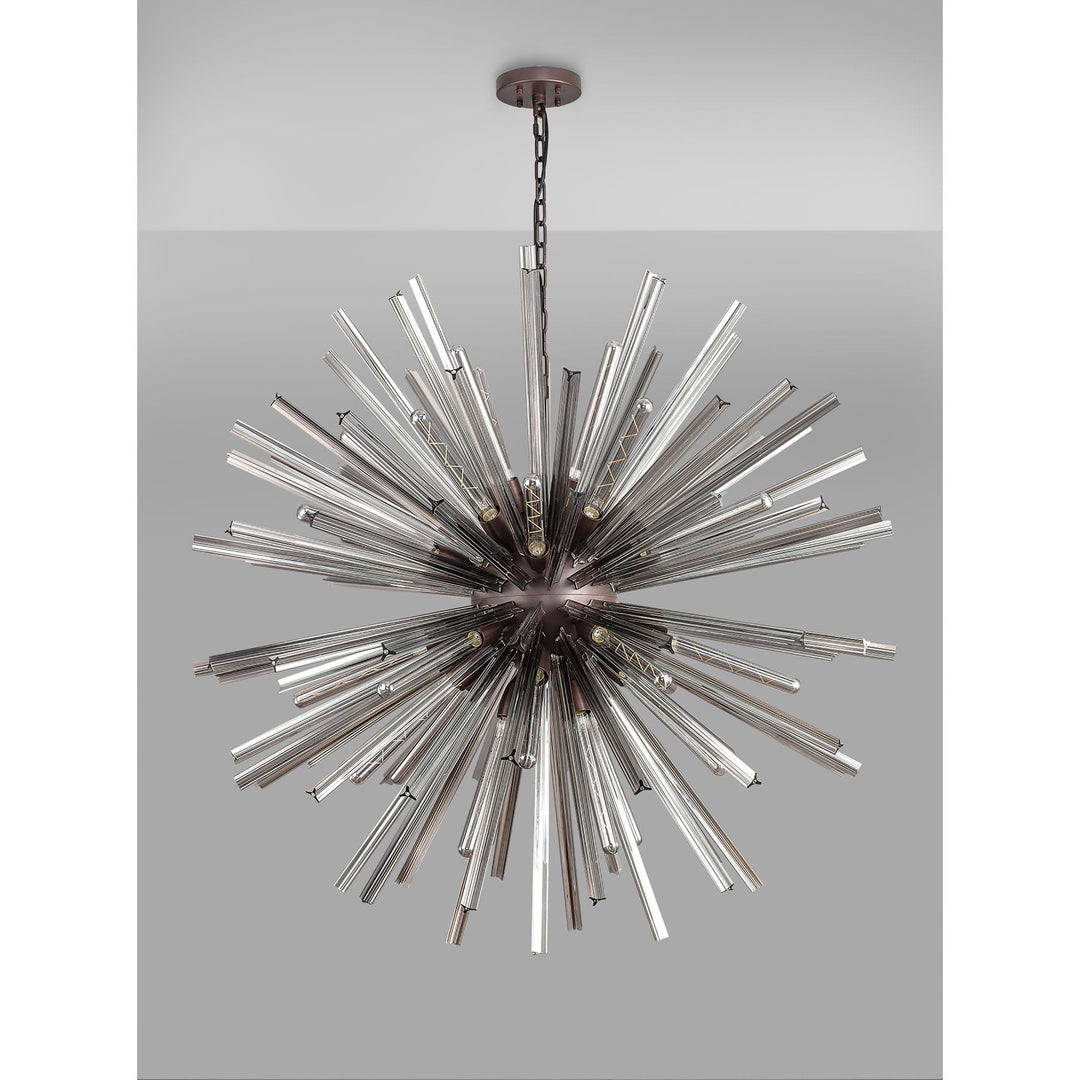 Nelson Lighting NL85259 Clover 32 Light Round Pendant Brown Oxide / Smoke Glass