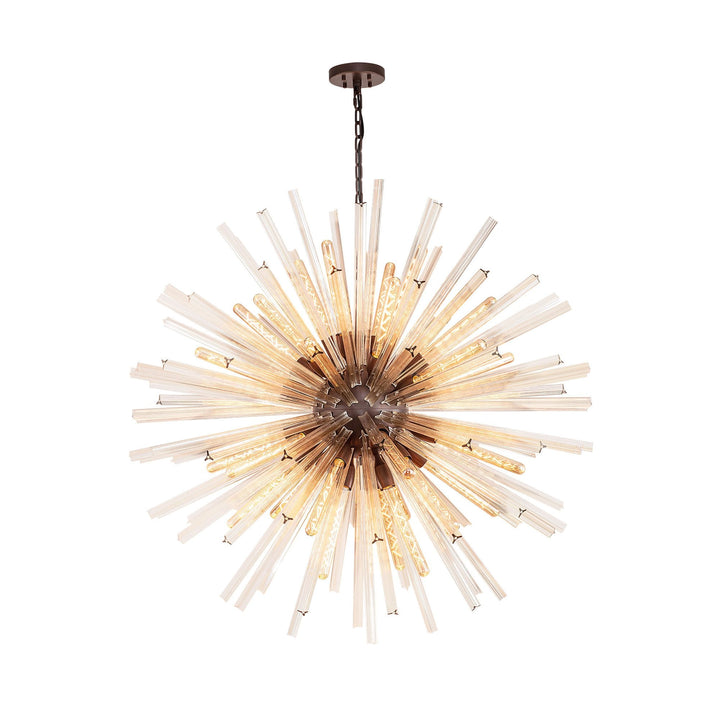 Nelson Lighting NL85269 Clover 32 Light Round Pendant Brown Oxide / Champagne Glass