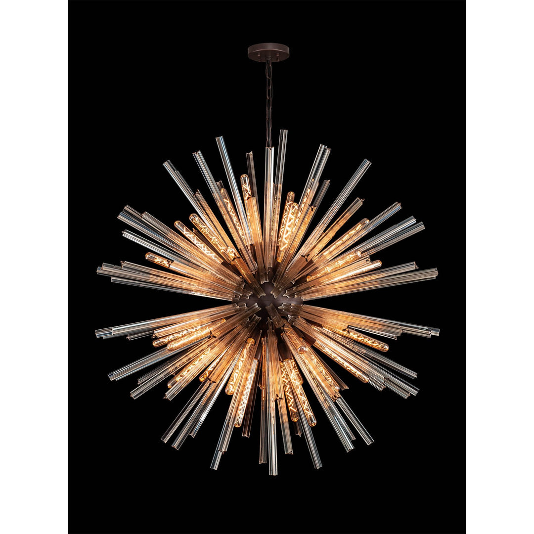 Nelson Lighting NL85269 Clover 32 Light Round Pendant Brown Oxide / Champagne Glass