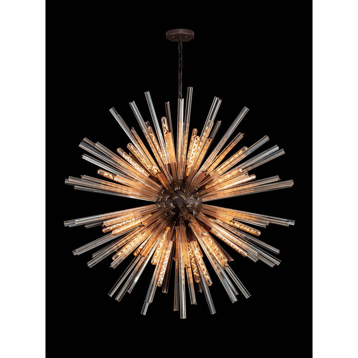 Nelson Lighting NL85269 Clover 32 Light Round Pendant Brown Oxide / Champagne Glass