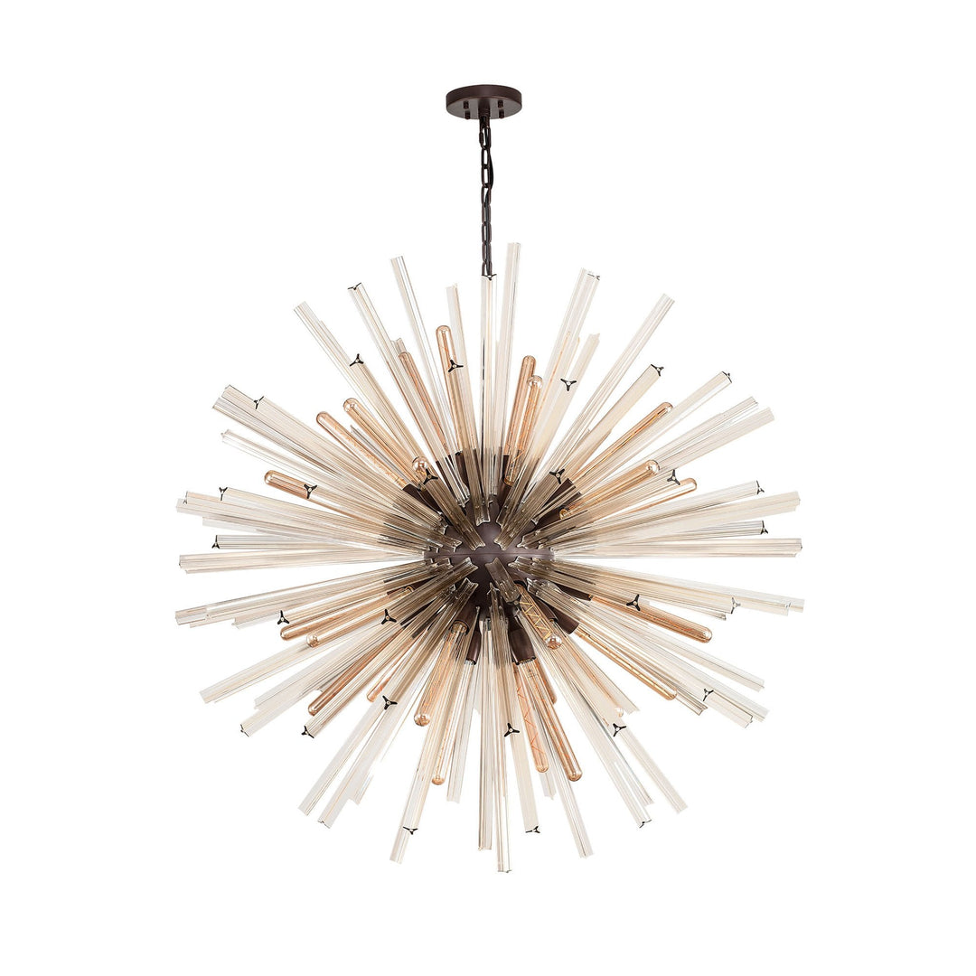 Nelson Lighting NL85269 Clover 32 Light Round Pendant Brown Oxide / Champagne Glass