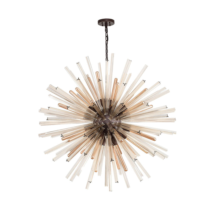 Nelson Lighting NL85269 Clover 32 Light Round Pendant Brown Oxide / Champagne Glass