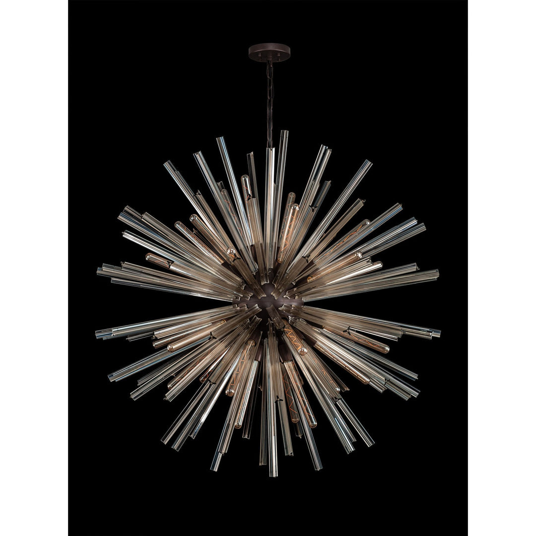 Nelson Lighting NL85269 Clover 32 Light Round Pendant Brown Oxide / Champagne Glass