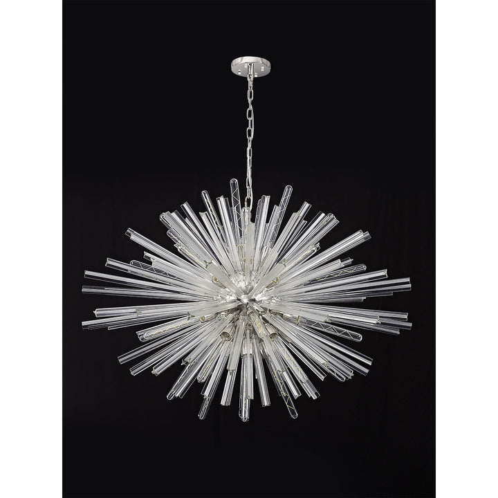 Nelson Lighting NL85279 Clover 32 Light Oval Pendant Polished Nickel / Clear Glass