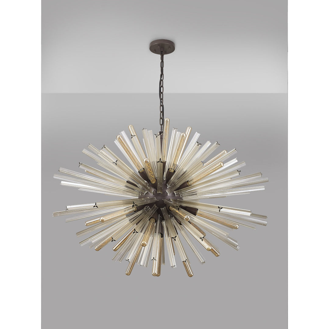 Nelson Lighting NL85329 Clover 32 Light Oval Pendant Brown Oxide / Champagne Glass