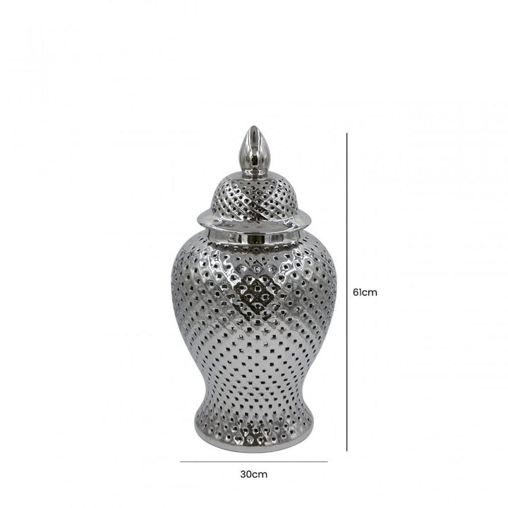 Nelson Lighting NL62127-M0-SV 61cm Ginger Jar Silver