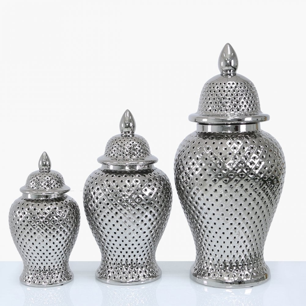 Nelson Lighting NL62127-M0-SV 61cm Ginger Jar Silver