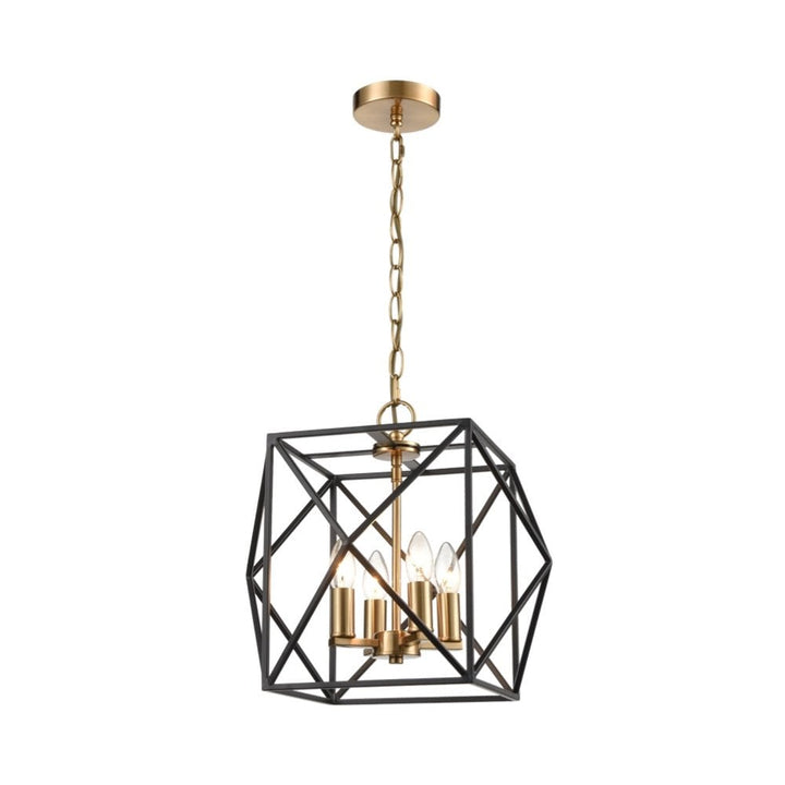 Fran Lighting 2417-4 Anglit 4 Light Cage Fitting Pendant Black Gold