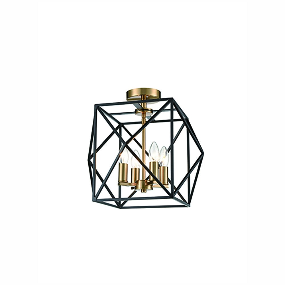 Fran Lighting 2417-4 Anglit 4 Light Cage Fitting Pendant Black Gold