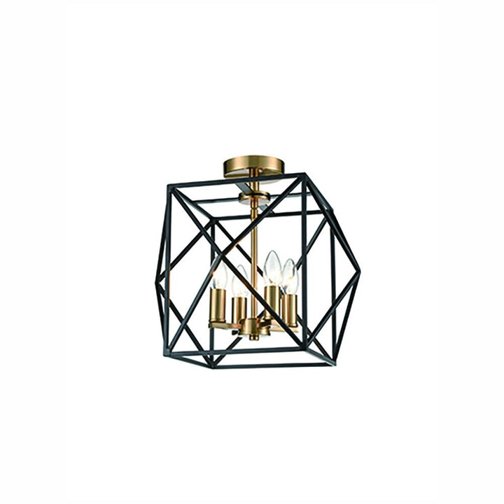 Franklite FL2417-4 Anglit 4 Light Cage Fitting Pendant Black Gold