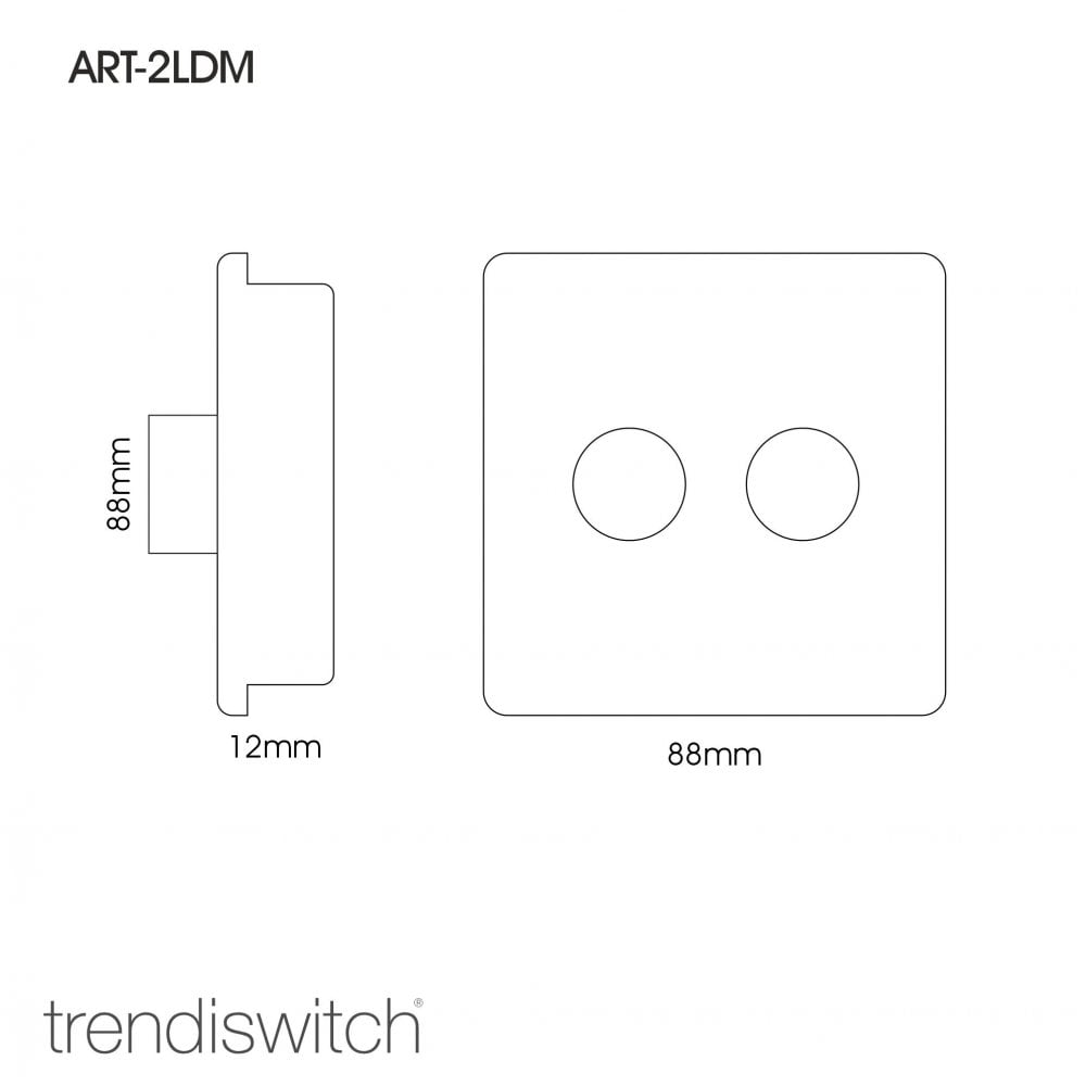 Trendiswitch ART-2LDMBK Trendi Artistic Modern 2 Gang 2 Way LED Dimmer Switch Gloss Black/Chrome