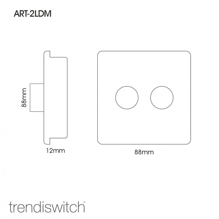 Trendiswitch ART-2LDMGO Trendi Artistic Modern 2 Gang 2 Way LED Dimmer Switch Gold/Chrome