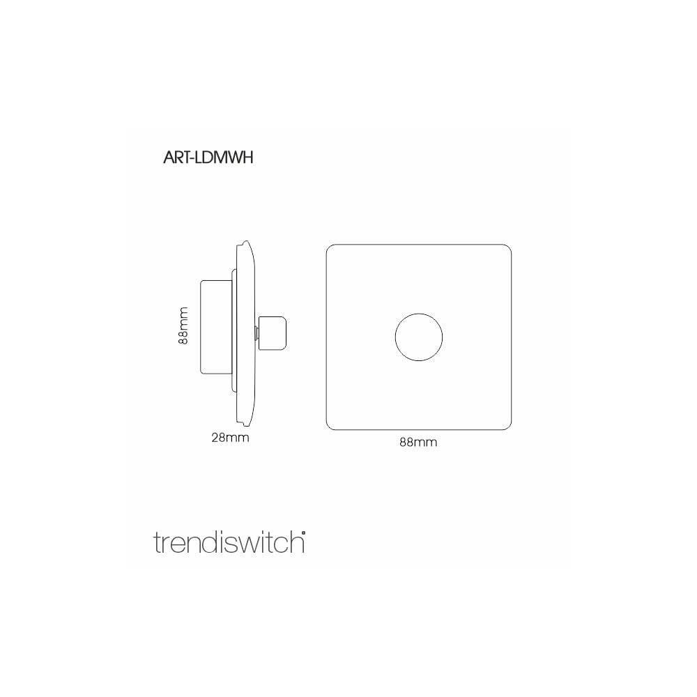 Trendiswitch ART-LDMWH Trendi Artistic Modern 1 Gang 1 Way LED Dimmer Switch Gloss White/Chrome