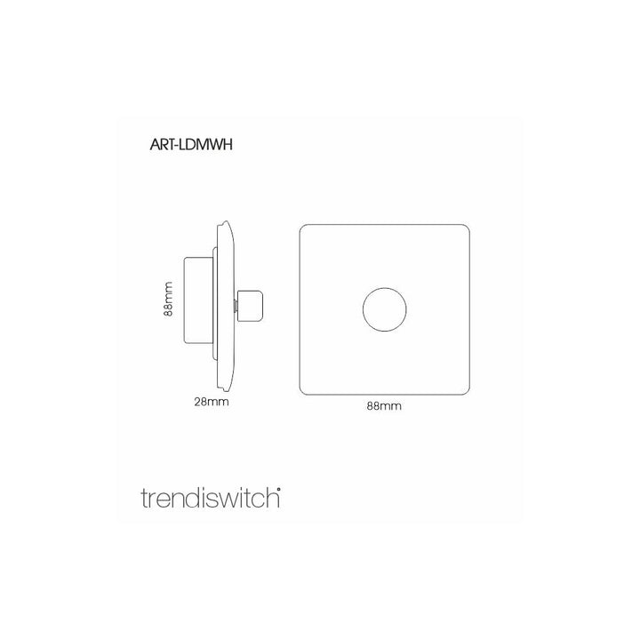Trendiswitch ART-LDMWH Trendi Artistic Modern 1 Gang 1 Way LED Dimmer Switch Gloss White/Chrome