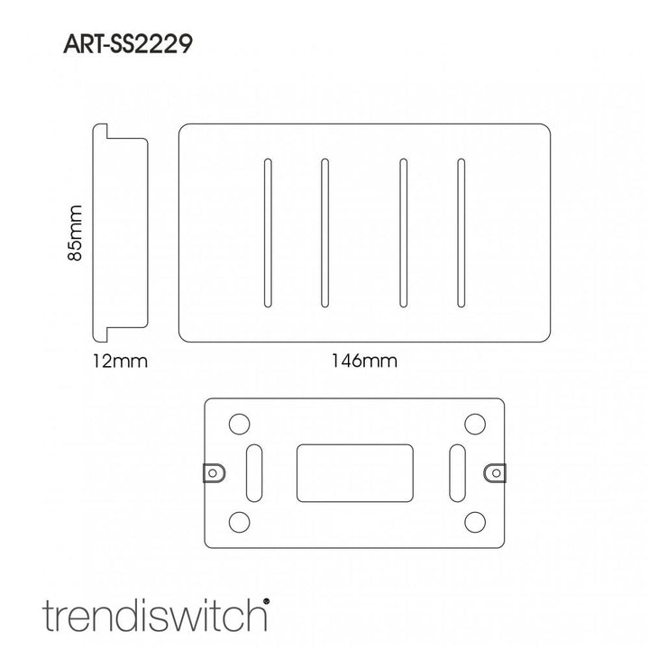 Trendiswitch ART-SS2229WH Trendi Artistic Modern 4 Gang (3x 2 Way 1x 3 Way Intermediate Twin Plate) Gloss White