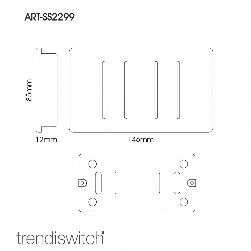 Trendiswitch ART-SS2299BK Trendi Artistic Modern 4 Gang (2x2 Way 2xIntermediate) 10 Amp Rocker Gloss Black