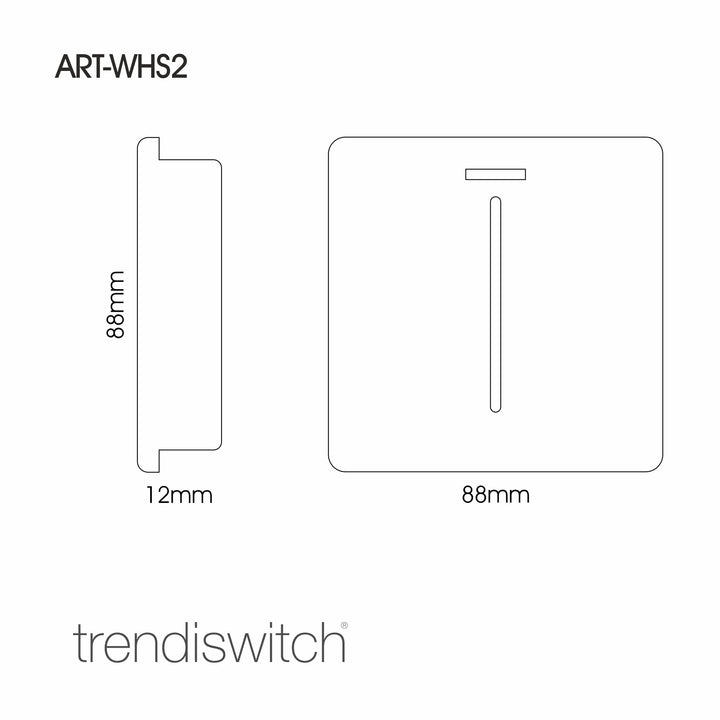 Trendiswitch ART-WHS2MBK Trendi Artistic Modern 45 Amp Neon Insert Double Pole Switch Matt Black