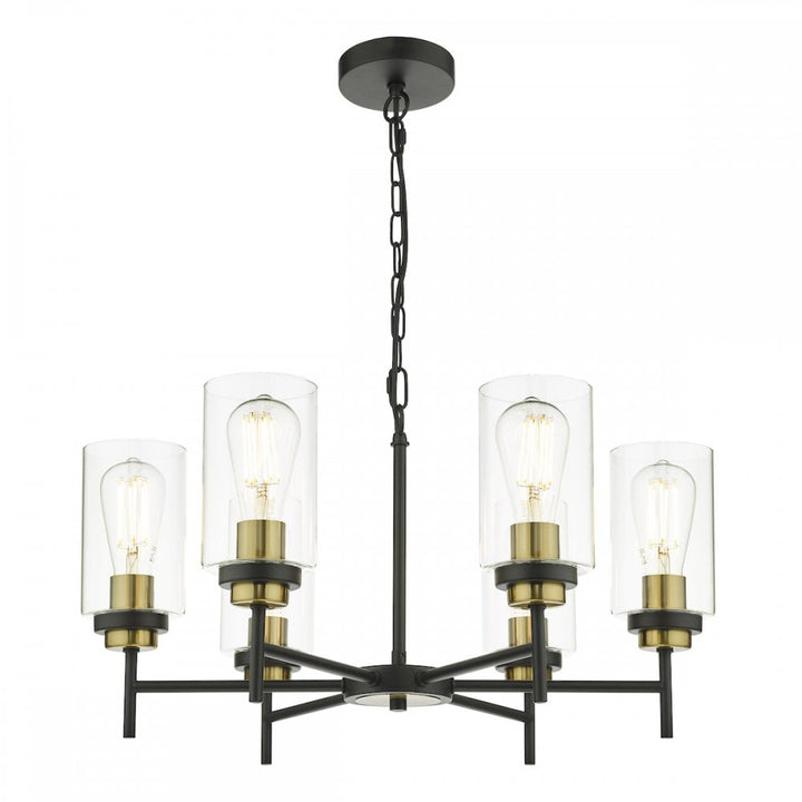 Dar ABE0654 Abel 6 Light Pendant Satin Black Glass