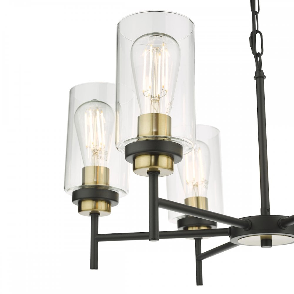 Dar ABE0654 Abel 6 Light Pendant Satin Black Glass