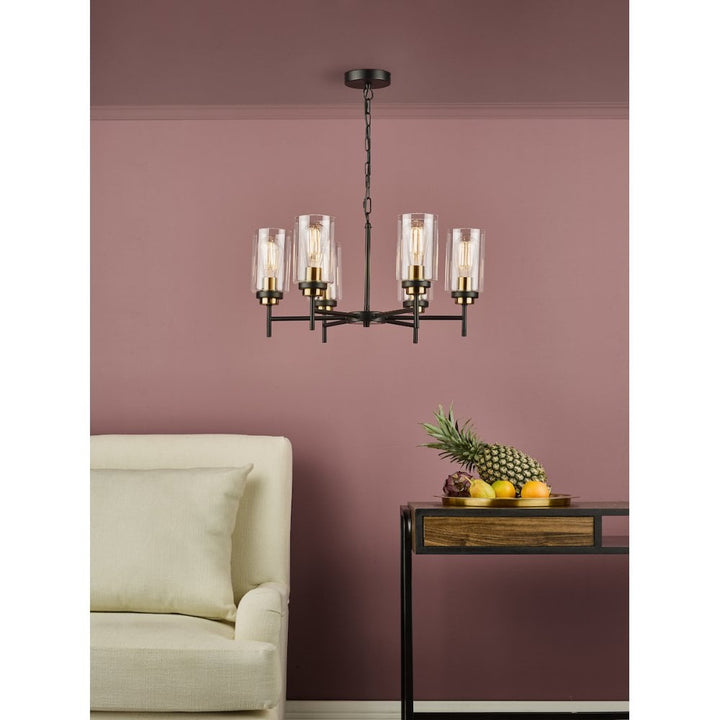 Dar ABE0654 Abel 6 Light Pendant Satin Black Glass