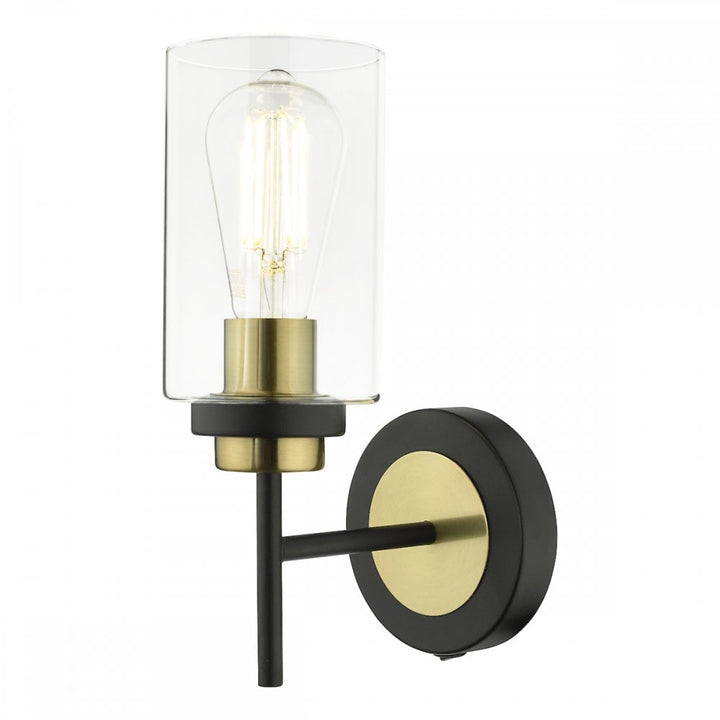 Dar ABE0754 Abel Wall Light Satin Black & Gold