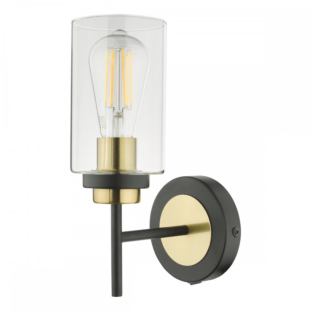 Dar ABE0754 Abel Wall Light Satin Black & Gold