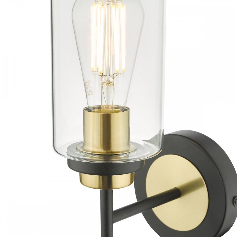 Dar ABE0754 Abel Wall Light Satin Black & Gold