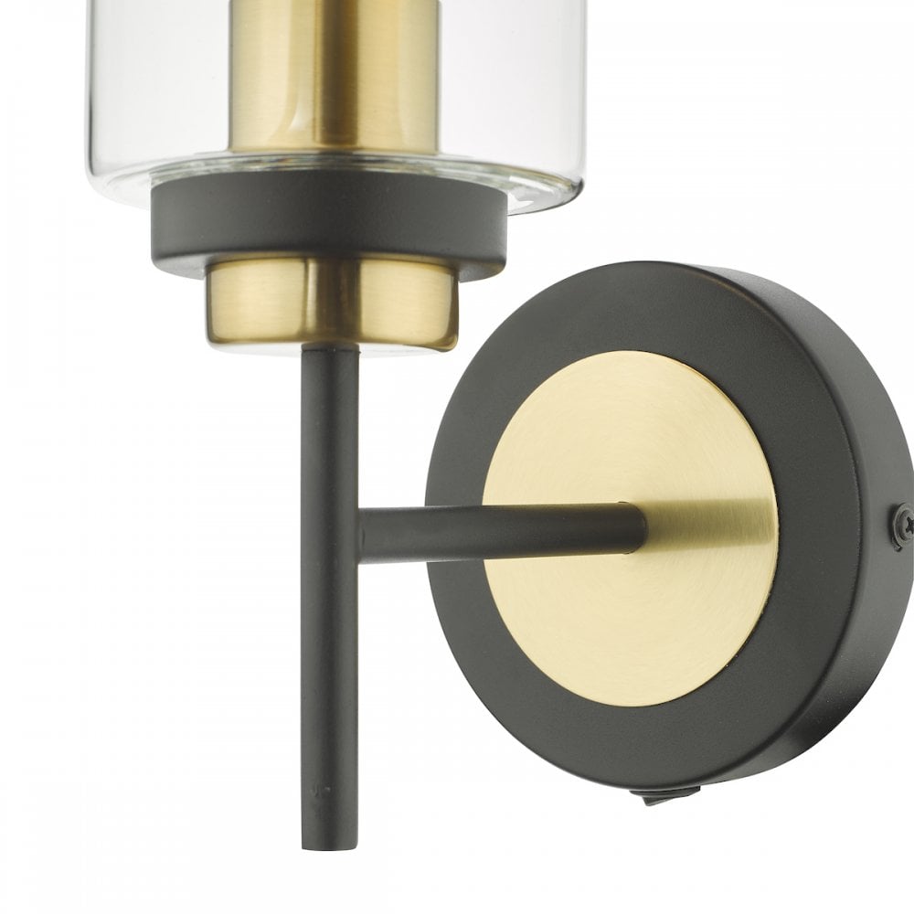 Dar ABE0754 Abel Wall Light Satin Black & Gold