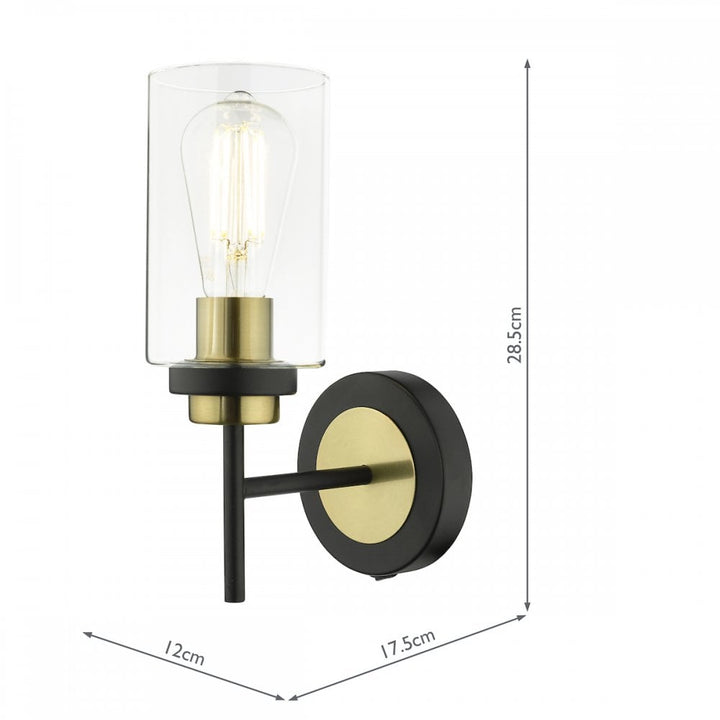 Dar ABE0754 Abel Wall Light Satin Black & Gold