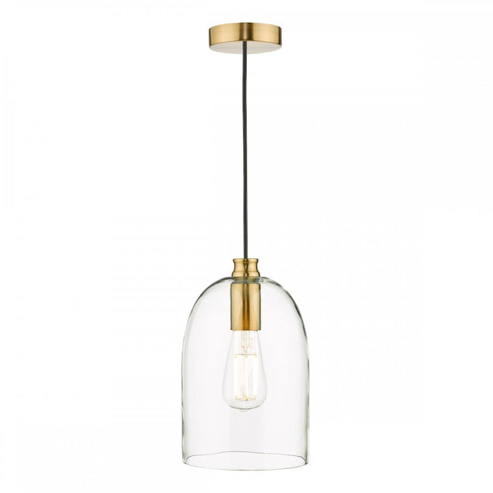 Dar ARC0163 Archie Pendant Satin Bronze Glass