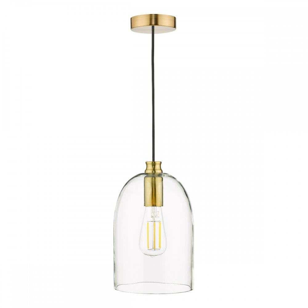 Dar ARC0163 Archie Pendant Satin Bronze Glass