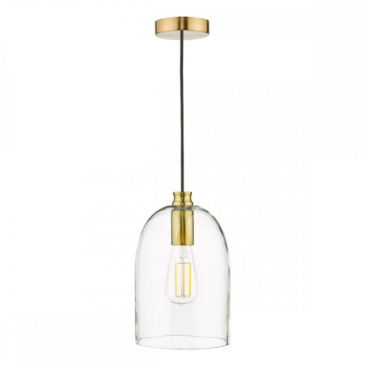 Dar ARC0163 Archie Pendant Satin Bronze Glass