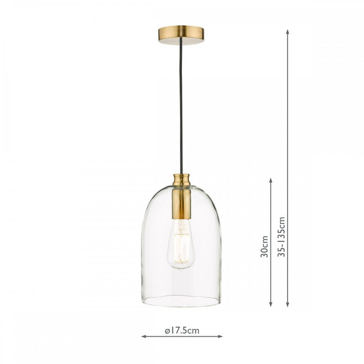 Dar ARC0163 Archie Pendant Satin Bronze Glass