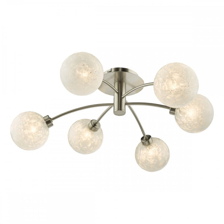 Dar AVA6446 Avari 6 Light Semi Flush Satin Nickel Frosted Glass