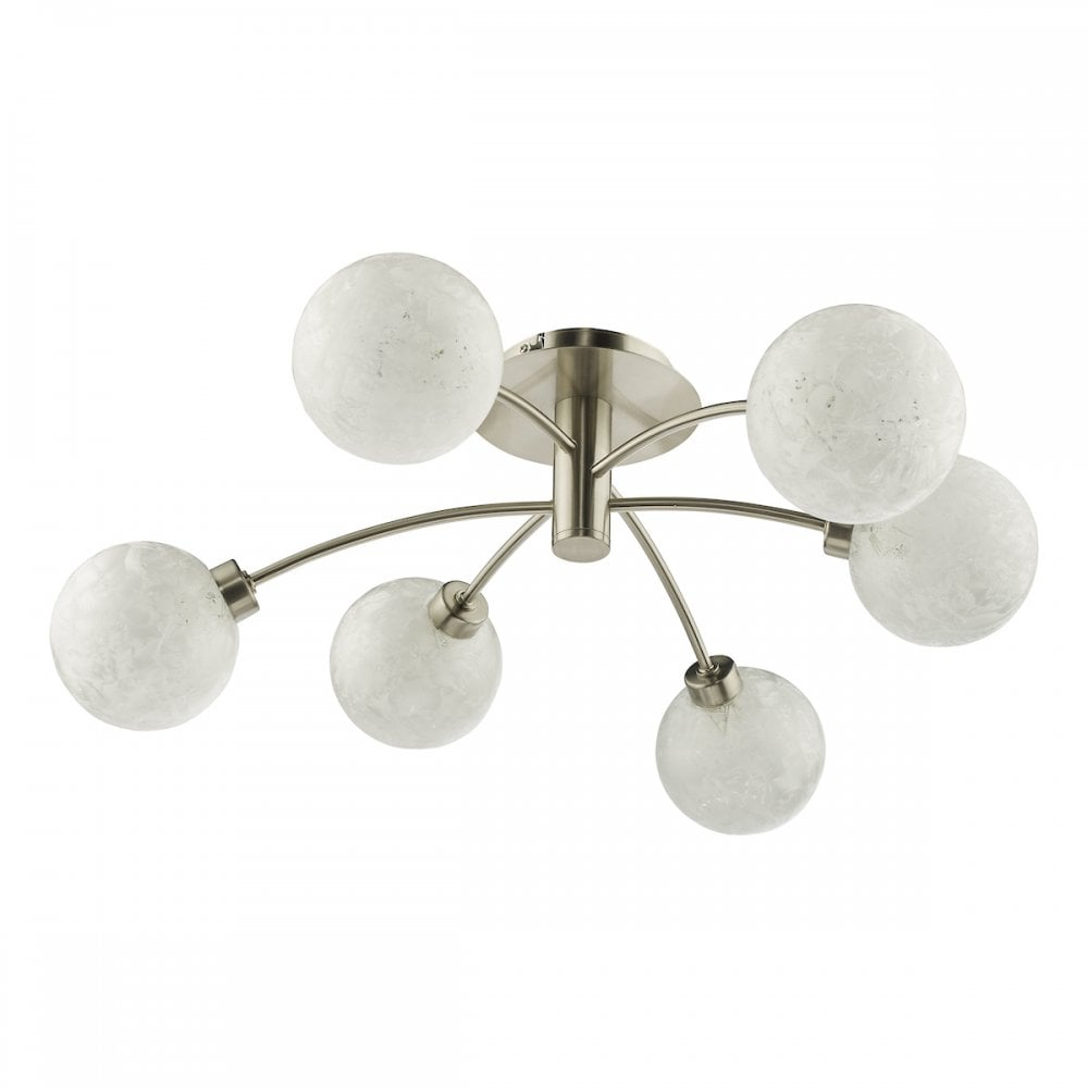 Dar AVA6446 Avari 6 Light Semi Flush Satin Nickel Frosted Glass